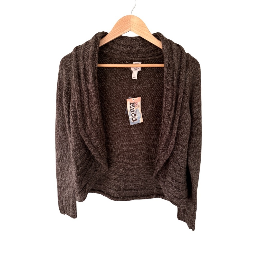 Mudd Brown Open Front Shawl Collar Sweater NWT Size M